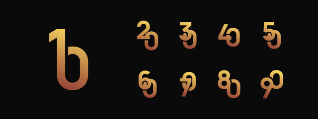 Logo 10th-90th, 10-90 years happy anniversary, Creative design template for celebration, birthday, greeting and invitation. Editable file