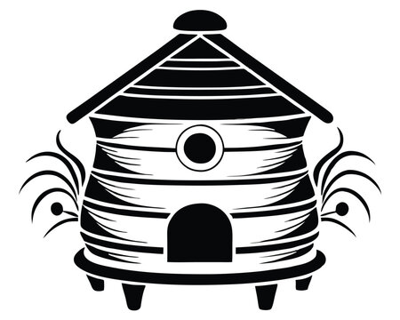 recommend clip art: A wooden beehive vector silhouette