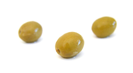 Olives on twig isolated on white background