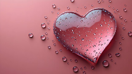Water Drops on a Glass Heart Shape