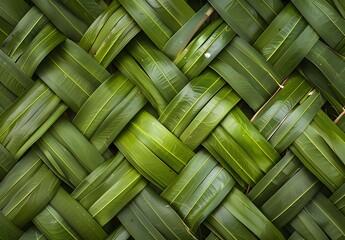 Intricate Green Leaf Weaving Pattern