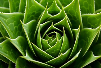 Obraz premium Aloe Vera Plant Leaf Spiral Close-up Macro