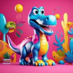 Groovy 3D Cartoon Design with Bold Colors and Funky Patterns