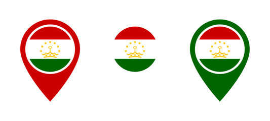Tajikistan flag location icon set
