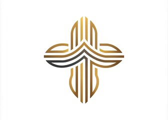 A modern, elegant church logo featuring a stylized Christian cross with curved lines and abstract shapes, symbolizing faith, hope, and spirituality in a minimalist design.