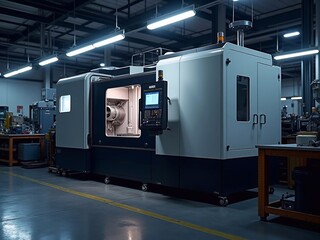 CNC milling machine with controller in the factory