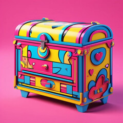 Groovy 3D Cartoon Design with Bold Colors and Funky Patterns