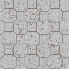 Concrete paving outdoor damaged seamless texture and background