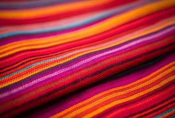 Vibrant Handwoven Mexican Folk Art Fabric