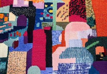 Abstract Tapestry with Geometric Patterns