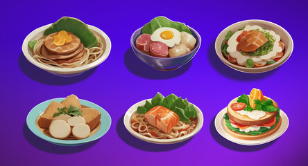 a set of kinds of food