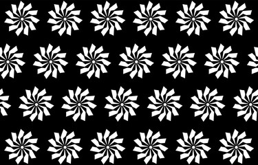 White flowers seamless pattern.Turbine repeat pattern isolated on black.Vector graphic background.