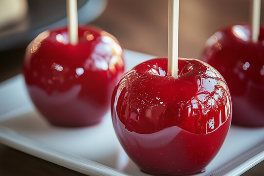 red candy apples on sticks