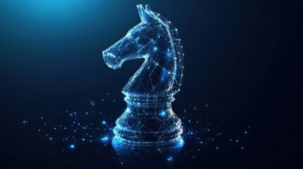 A digital representation of a chess knight, symbolizing strategy and intellect.