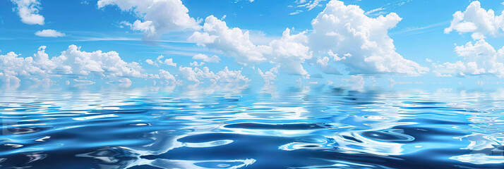 Blue Water Ripples Reflecting Sky and Clouds