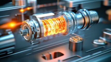 Fototapeta premium Abstract Engine Component with Glowing Energy Effect