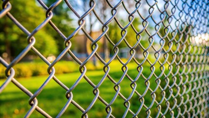 Fototapeta premium Steel wire fence with silver polymer coating, rust-resistant and impact-resistant, perfect for security purposes