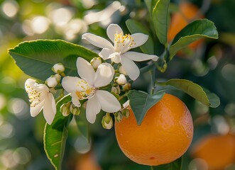 Orange Blossom Close Up with Fruit