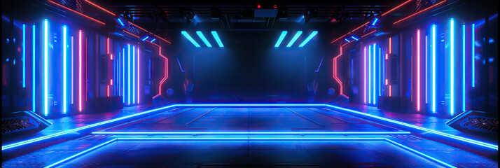 Neon Game Show Stage: Blue Glow