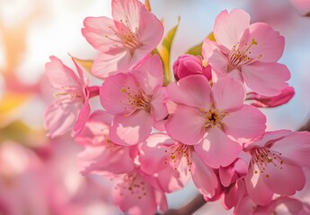 Obraz premium Delicate Pink Cherry Blossoms in Bloom