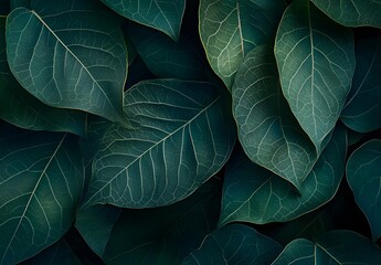 Obraz premium Close-Up Green Leaves with Intricate Veins