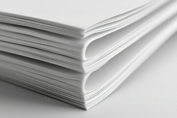Close-up of a Stacked, Folded, White Paper