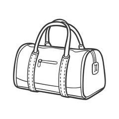 Gym bag for fitness and sports, simple outline on white background 
