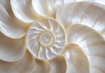 Nautilus Shell Spiral Close-Up: Delicate Lines and Intricate Details