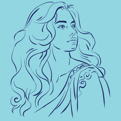 girl with long hair vector for card decoration illustration