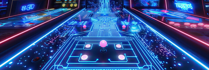 Retro Arcade Game Board Design in Electric Blue