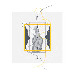 Abstract art wireframe background. Modern science or technology art elements. Surface illustration. Hand made vector.