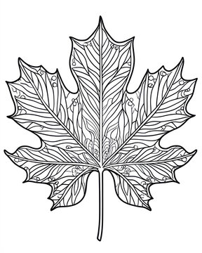 Maple leaf in mandala style with detailed patterns for autumn coloring book. Autumn leaf drawing for coloring book for adults. ornamental and decorative template of leaf