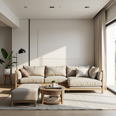 Minimalist interior design of modern living room.