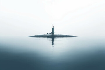 Submarine at Dawn: A solitary submarine silhouetted against the horizon, its sleek form a testament to naval power and mystery. The soft hues of dawn paint the sky with a sense of tranquility, yet the