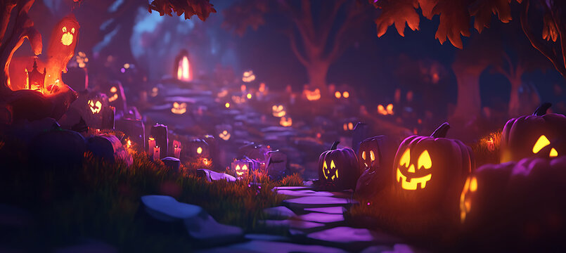 Halloween card features a spooky design with a large blank area on the lower right perfect for a custom note surrounded by subtle 3D textures that seamlessly blend into the eerie 2D layout