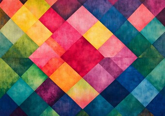Fototapeta premium Abstract Colorful Geometric Diamond Pattern Fabric