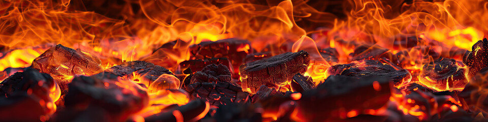 Orange Fiery Embers: Glowing orange embers dance in a fire pit.