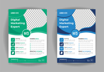 Business flyer, brochure, magazine or flier mockup in bright colors. perfect for creative professional business. vector template 