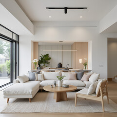 Minimalist interior design of modern living room.