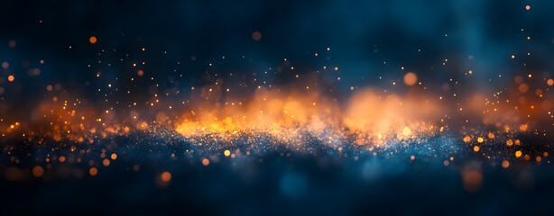Abstract Dark Blue Background with Warm Glow