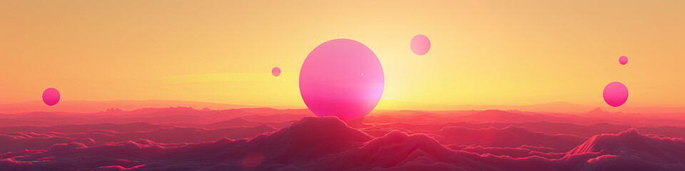 Sunset-hued Abstract Backdrop and Pink Circles Falling