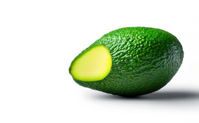 Fresh Green Avocado Half Cut on White Background
