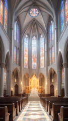 Obraz premium Gothic grand church or cathedral interior