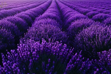 Naklejka premium A Close-Up View of a Field of Lavender Flowers