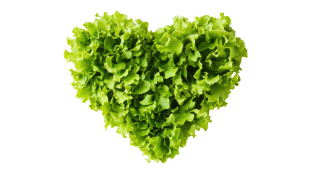 A heart crafted from fresh green leaves symbolizes healthy eating and nature's goodness - Powered by Adobe