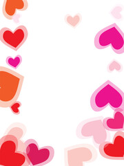 Red hearts on a white background greeting card for Valentine's day. Vector illustration Vector illustration. Paper cut decorations for Valentine's day border or frame design,