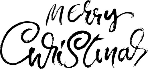 Merry Christmas Hand Drawn Modern Dry Brush Lettering.