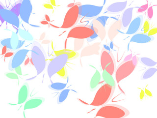 Heart of butterflies Valentine's day card Vector illustration. Yellow various flowers and butterflies breeze, each studio photographed and isolated on absolute white beautiful color butterflies,set/