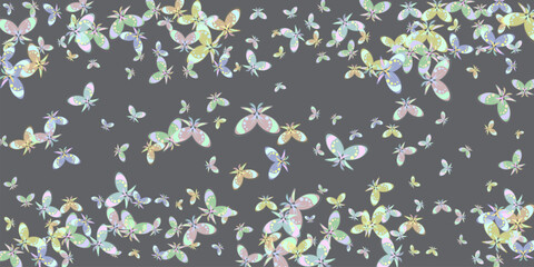 Heart of butterflies Valentine's day card Vector illustration. Yellow various flowers and butterflies breeze, each studio photographed and isolated on absolute white beautiful color butterflies,set/