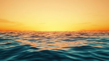 Fototapeta premium Vast ocean view with distant islands on the horizon, calm waters, golden sunlight reflecting off the waves, vibrant colors, hyperrealistic